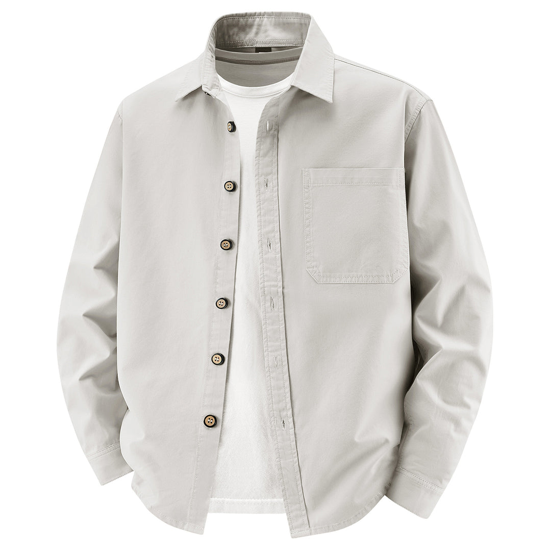 Herren lockere Overshirt-Jacke aus Baumwollmix mit Brusttasche und durchgehender Knopfleiste Echo Archiv