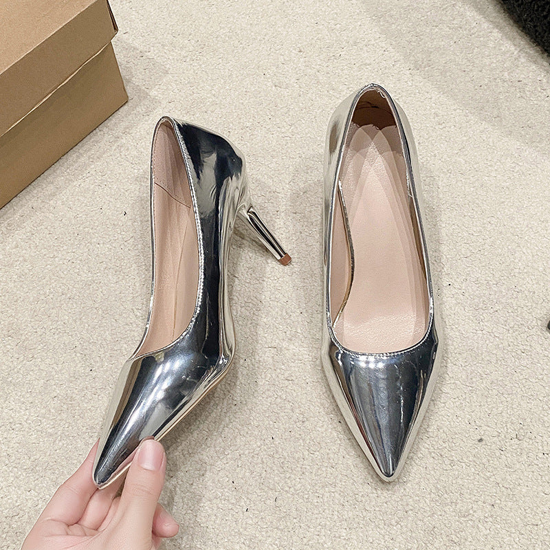 Damen Spiegelglanz-Pumps mit spitzer Silhouette und extrahohem Stiletto – Lioré