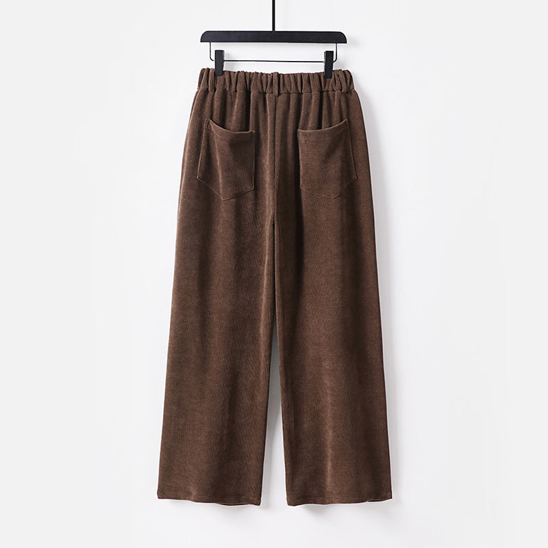 Damen Weite Cordhose mit hoher Taille, Bundfalten und Eingrifftaschen Echoarchiv