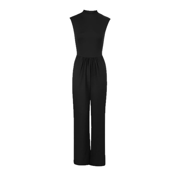 Damen Eleganter Jumpsuit mit hohem Kragen und weitem Bein Echo Archiv