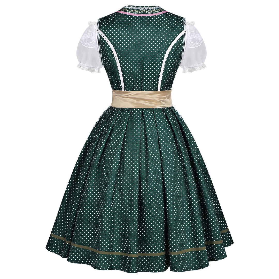 Damen nan traditionelles Trachten-Dirndl mit geschnürter Corsage, Spitzenärmeln und schwingendem Tellerrock Echo Archiv