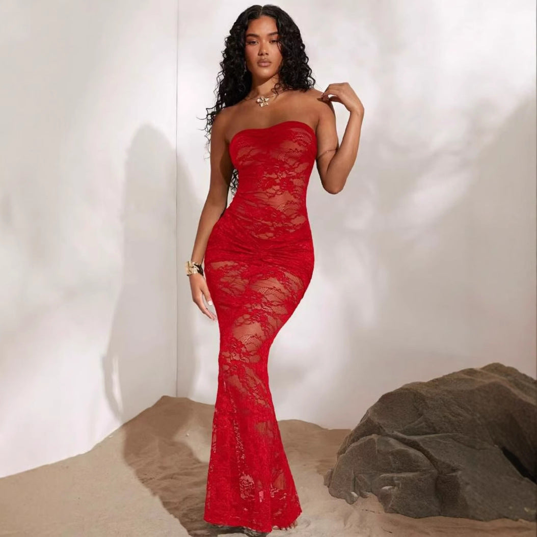 Damen Sexy Spitzenkleid mit figurbetontem Schnitt Echo Archiv