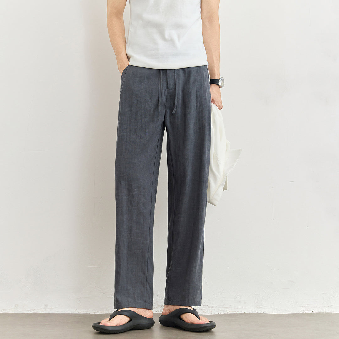 Herren Leichte Leinenhose mit Tunnelzug und geradem Bein Echo Archiv