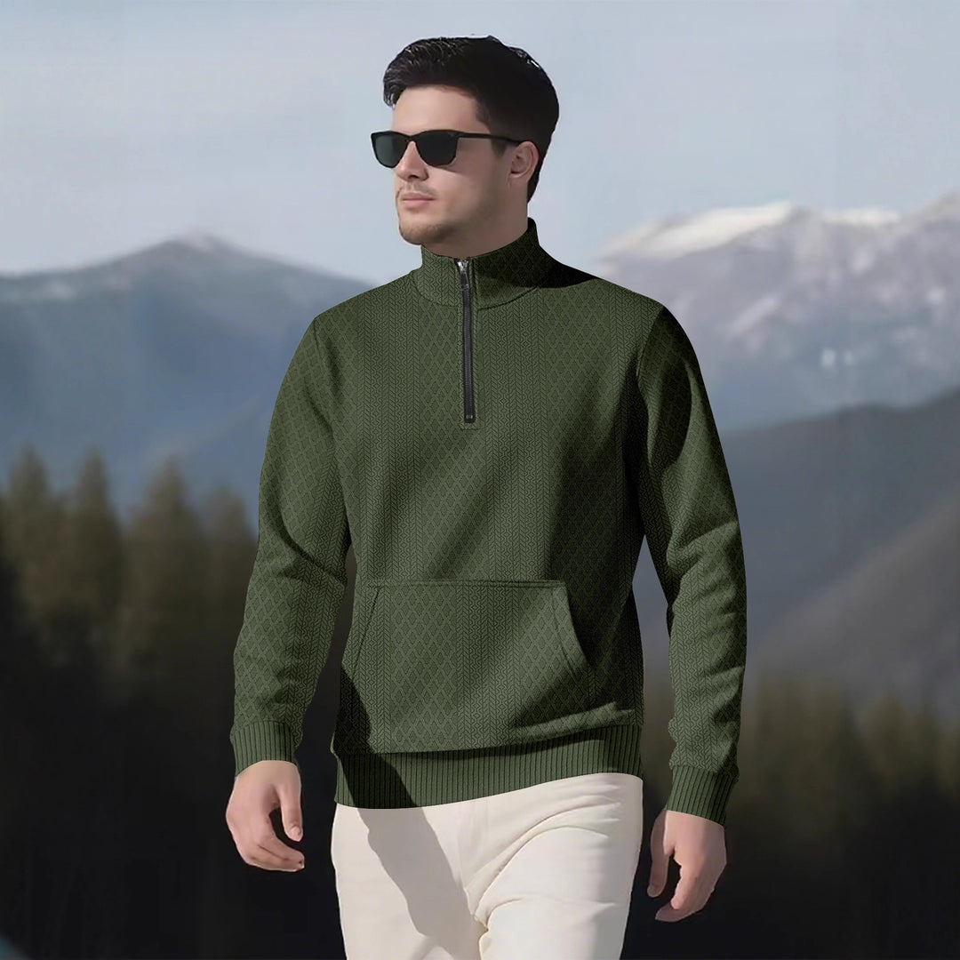Herren Sweatpullover mit Stehkragen und praktischen Taschen Echoarchiv