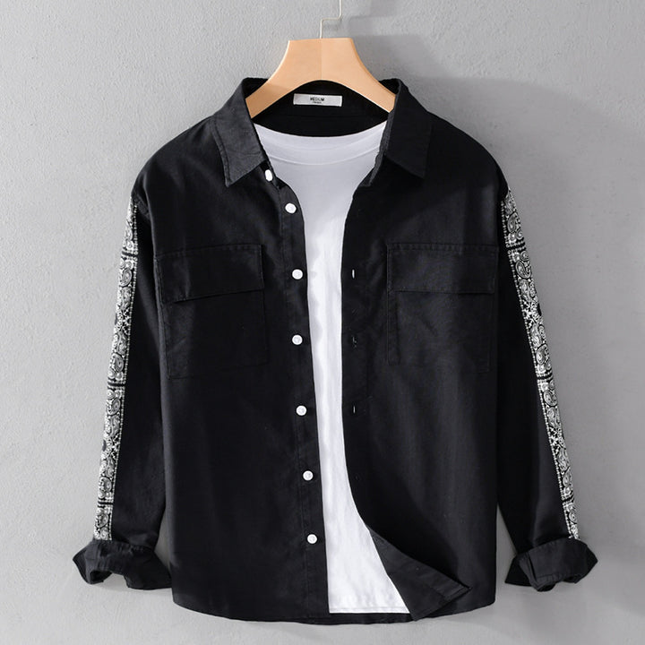 Herren Overshirt mit Bandana-Ärmeln, Brustklappen und relaxed Fit Echoarchiv