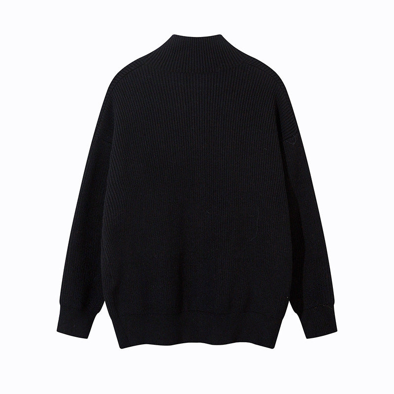 Unisex Oversize-Strickjacke mit Stehkragen und durchgehender Knopfleiste Echoarchiv