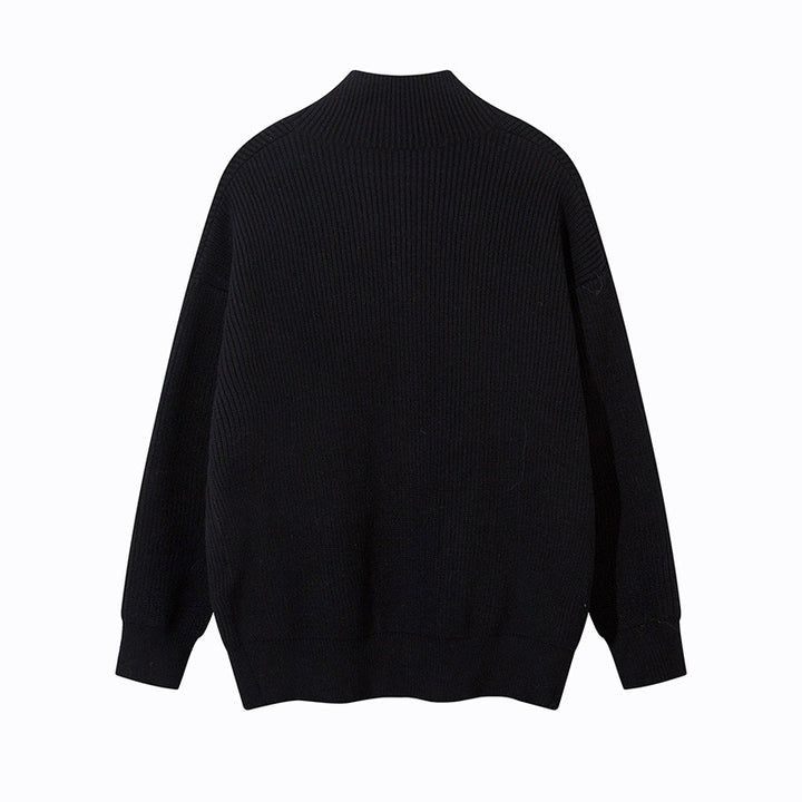 Unisex Oversize-Strickjacke mit Stehkragen und durchgehender Knopfleiste Echoarchiv