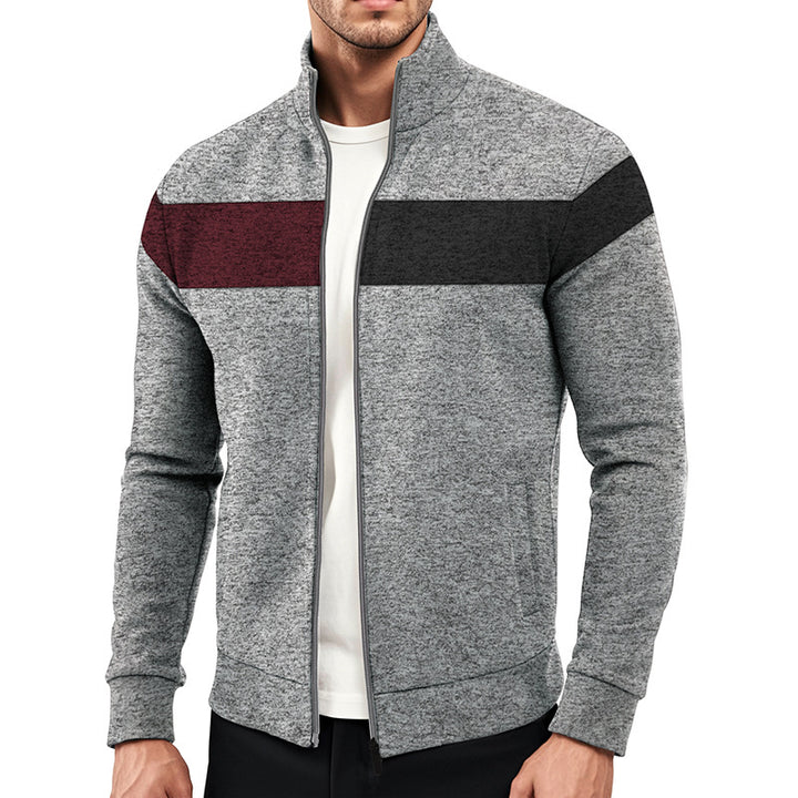 Herren Sportjacke mit kontrastierenden Farben und hohem Stehkragen Echoarchiv