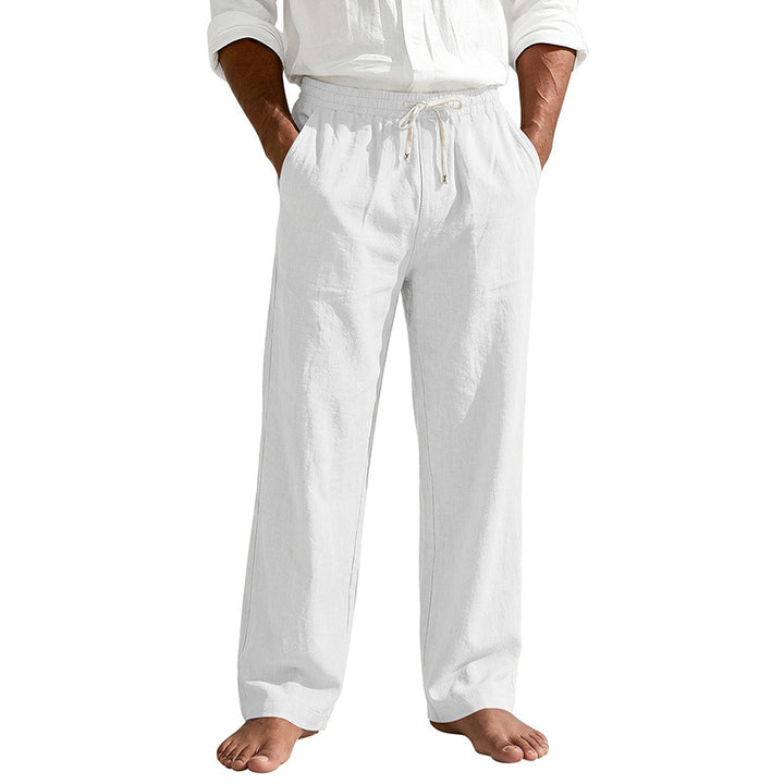 Herren Leinenoptik Relaxhose mit elastischem Bund, Tunnelzug und Seitentaschen – Sorevano