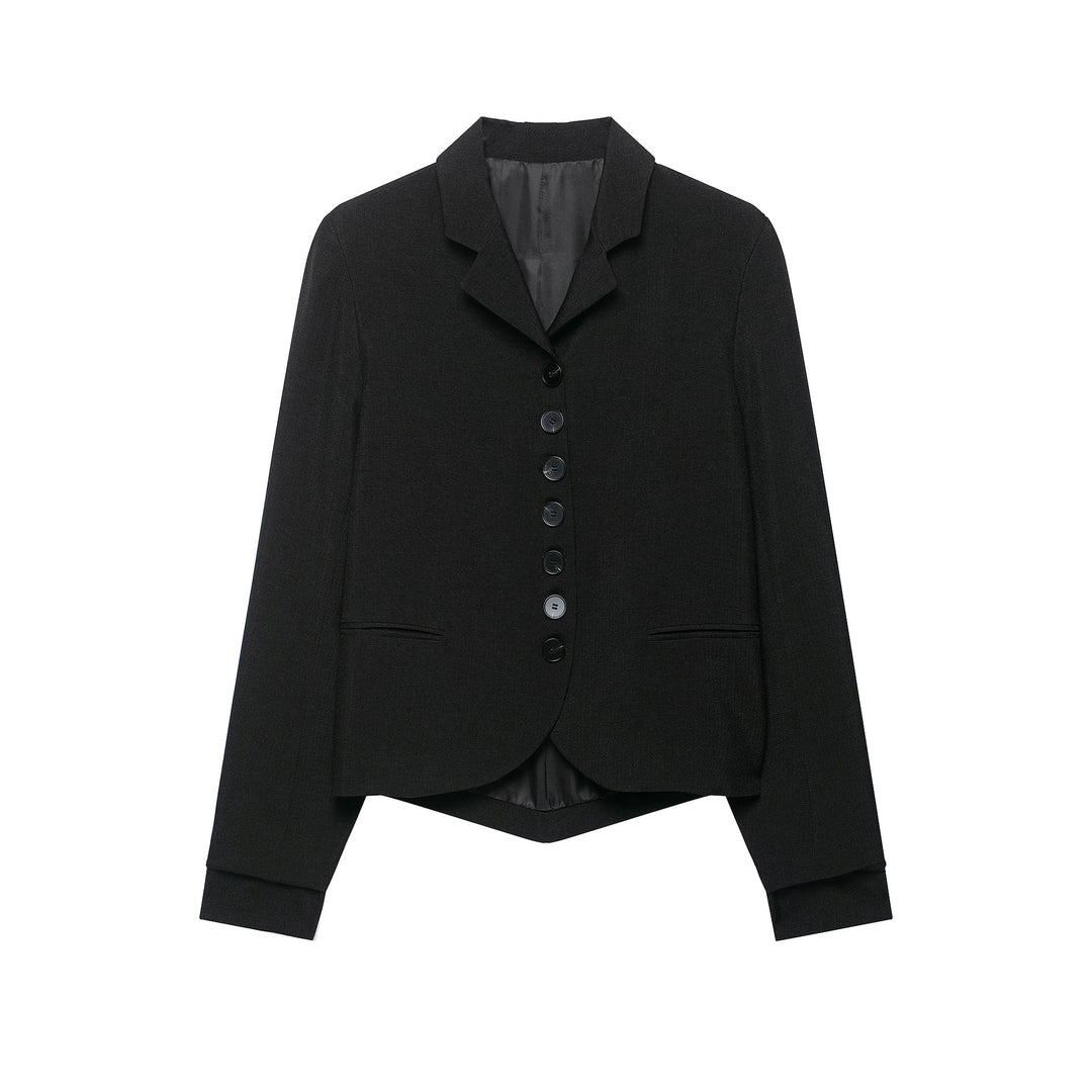 Damen Cropped-Blazer mit asymmetrisch geschnittenem Vorderteil und klassischem Revers Echoarchiv