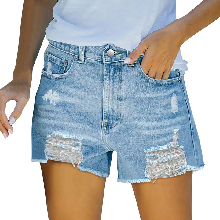 Damen Hochgeschnittene Destroyed Denim-Shorts mit aufwendigen Fransen Echo Archiv