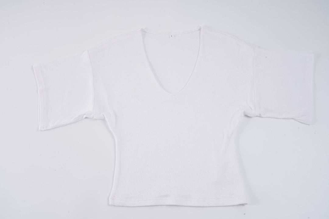 Damen elegantes V-Ausschnitt Oberteil mit lockeren Ärmeln Echo Archiv