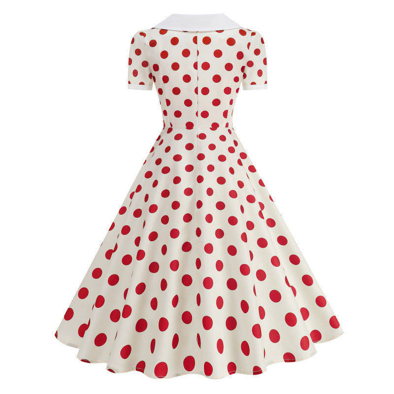 Damen Retro Maxikleid mit Kragen und Punkten Echo Archiv