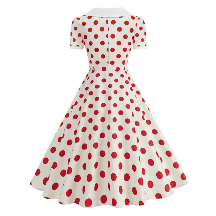 Damen Retro Maxikleid mit Kragen und Punkten Echo Archiv
