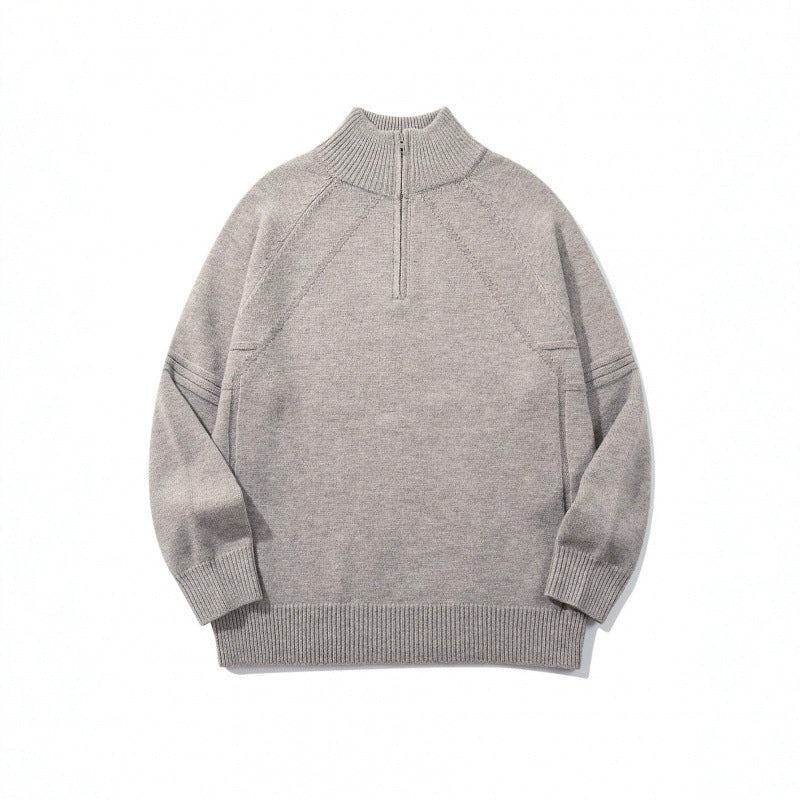 Unisex Strick-Halbzip-Pullover mit hohem Rippkragen und Raglanärmeln Echo Archiv