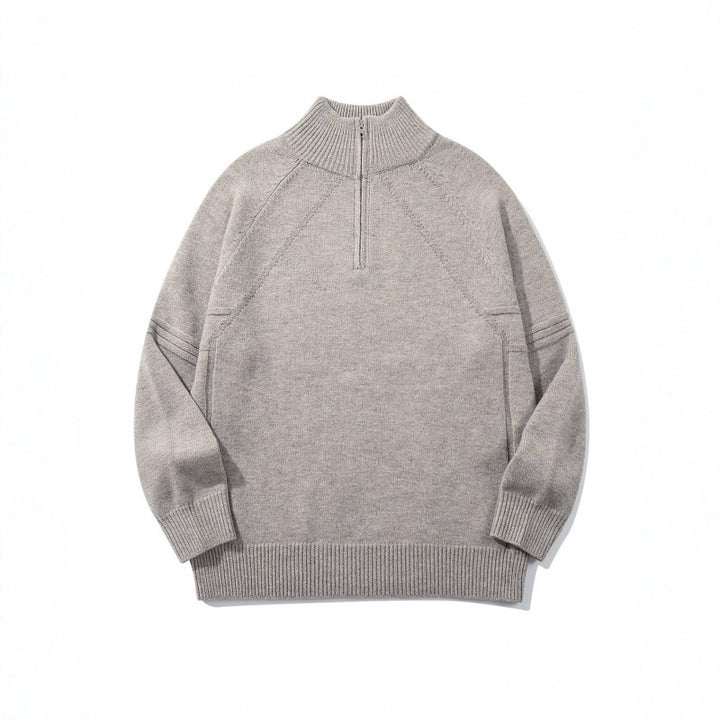 Unisex Strick-Halbzip-Pullover mit hohem Rippkragen und Raglanärmeln Echo Archiv