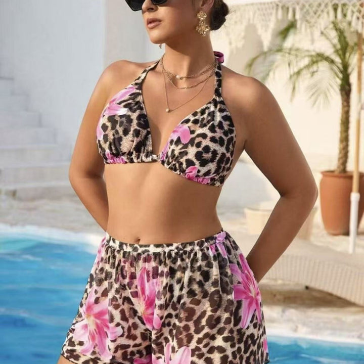 Damen Bikini-Set mit modischem Tiermuster und hoch taillierten Shorts Echo Archiv