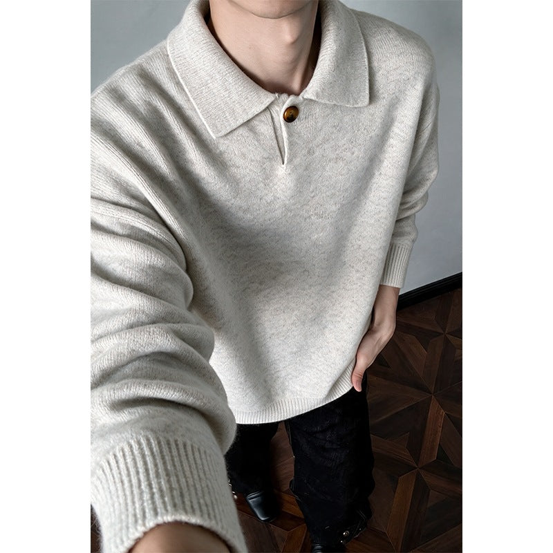 Damen Oversize-Strickpullover mit Polokragen und Ein-Knopf-Detail Echo Archiv