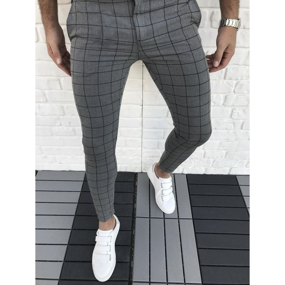 Herren Karierte Anzughose im Slim Fit Stil Echoarchiv