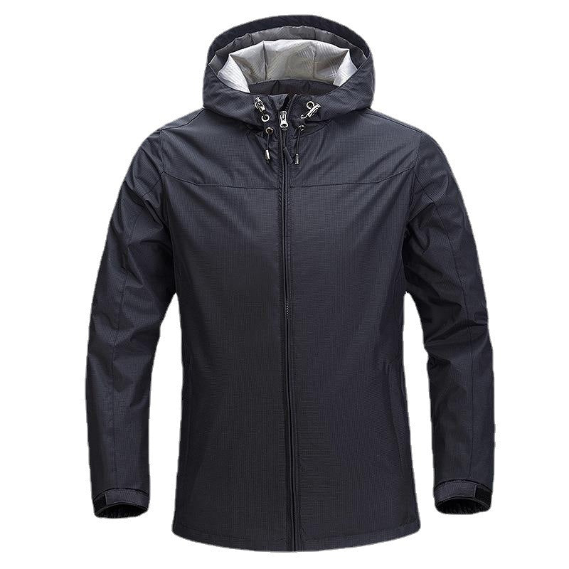 Herren leichte atmungsaktive Regen‑Softshelljacke mit verstellbarer Kapuze und verschweißten Nähten – Taviero