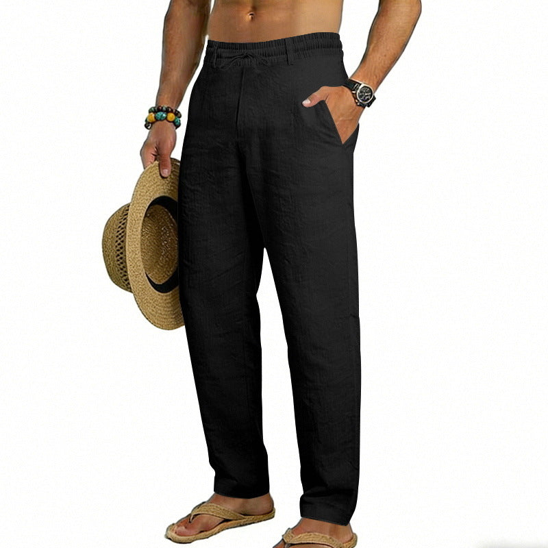 Herren nan luftige Leinen-Relaxhose mit elastischem Komfortbund und geradem Bein Echo Archiv