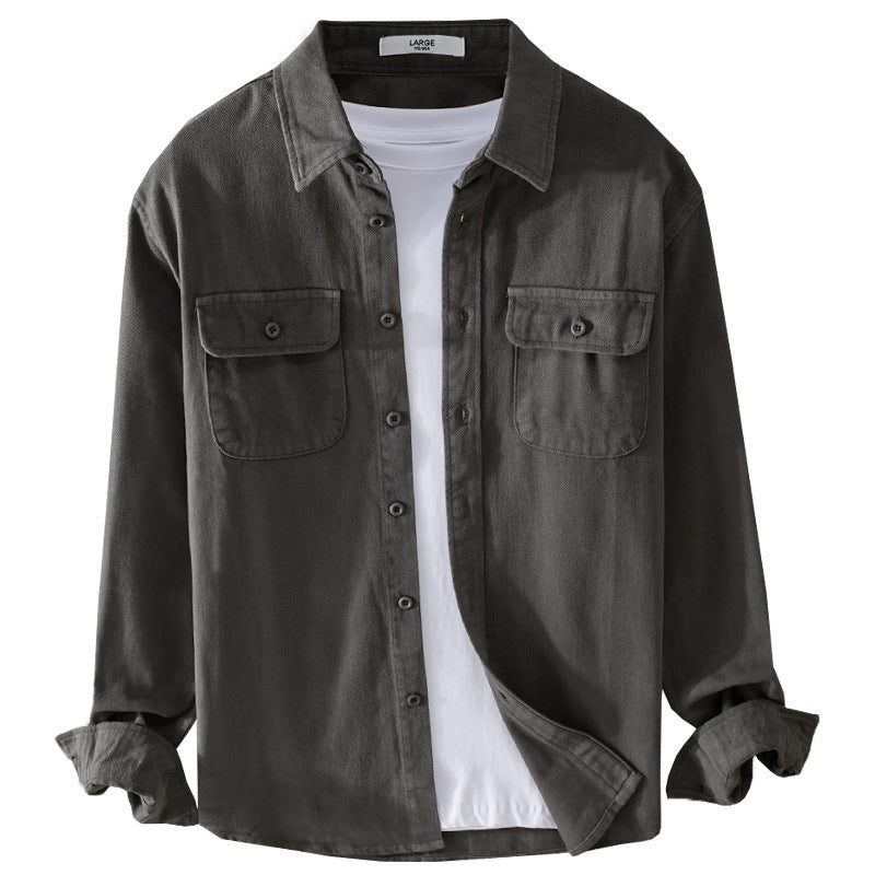 Herren Leichtes Baumwoll-Twill-Overshirt mit Brustklappen und Relaxed-Fit Echoarchiv