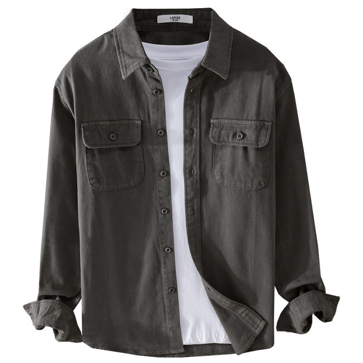 Herren Leichtes Baumwoll-Twill-Overshirt mit Brustklappen und Relaxed-Fit Echoarchiv