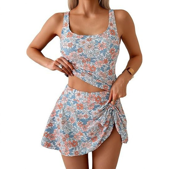 Damen Sportliches Tankini-Set mit schmeichelndem Rock Echo Archiv