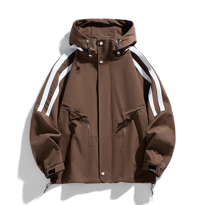 Unisex Sportlich-urbaner Kapuzen-Windbreaker mit Kontraststreifen Echo Archiv