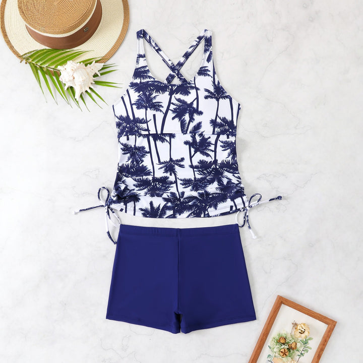 Damen Sportliches Tankini-Set mit floralem Design und verstellbaren Bündchen Echo Archiv