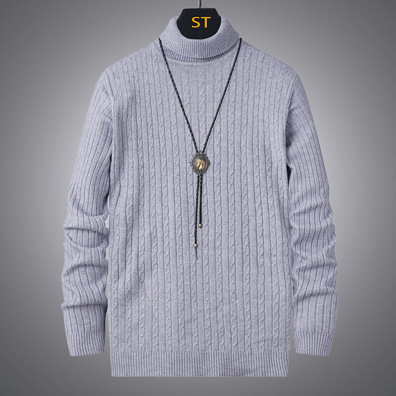 Herren Rollkragenpullover mit strukturiertem Zopfmuster Echoarchiv
