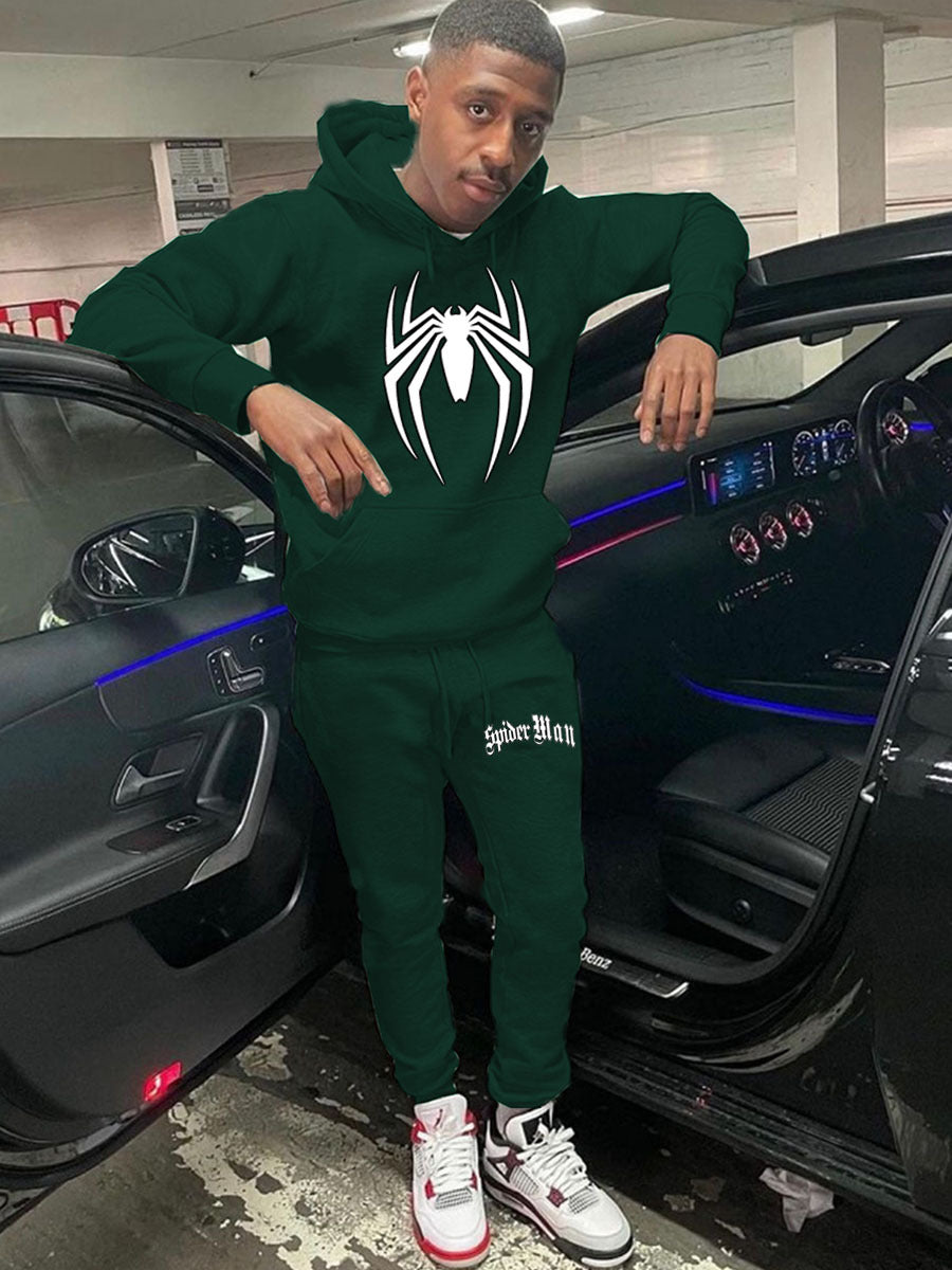 Herren Sportliches Kapuzenpullover und Jogginghose Set mit auffälligem Spider-Motiv Echoarchiv