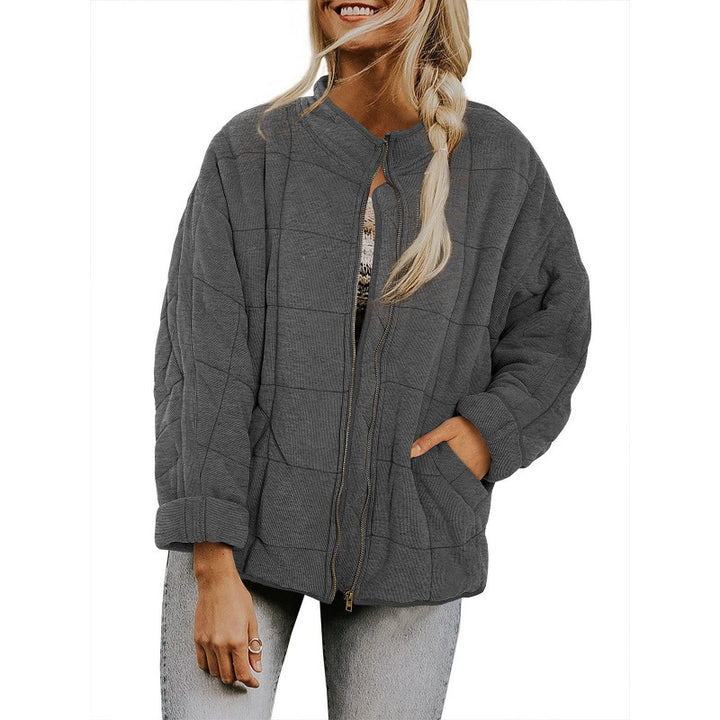 Damen Steppjacke im Oversized Schnitt mit Stehkragen und verdecktem Reißverschluss – Célinea