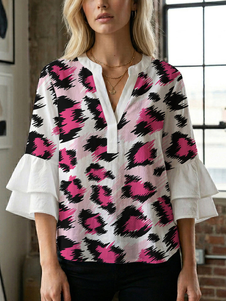 Damen Bluse mit Rüschendetails und auffälligem Animal-Print Echo Archiv