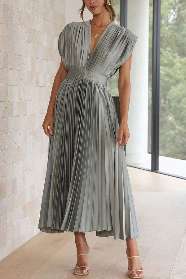 Damen Maxikleid mit Faltenwurf und tiefem V-Ausschnitt Echo Archiv
