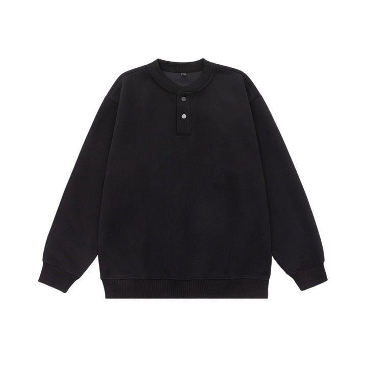 Unisex Weit geschnittenes Sweatshirt mit Halbknopfleiste und gerippten Bündchen Echoarchiv