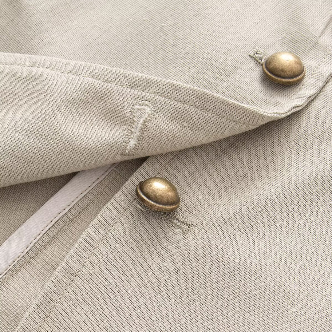 Damen Taillierter Stehkragen-Blazer mit dekorativen Metallknöpfen Echoarchiv