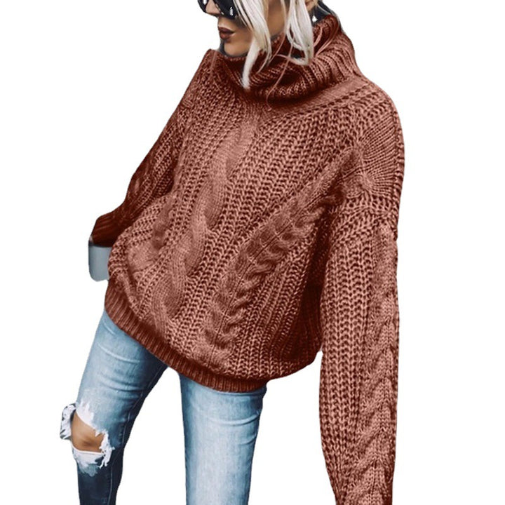 Damen nan Oversized Strickpullover mit grobem Zopfmuster und Rollkragen Echo Archiv