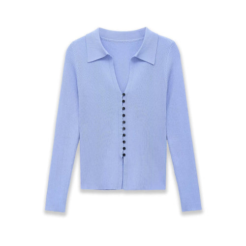 Damen Strickcardigan mit Rippenstruktur und Polokragen Echo Archiv