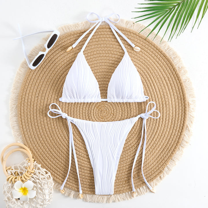 Damen Triangel-Bikini-Set mit verstellbaren Schnürdetails und gekräuseltem Design Echo Archiv