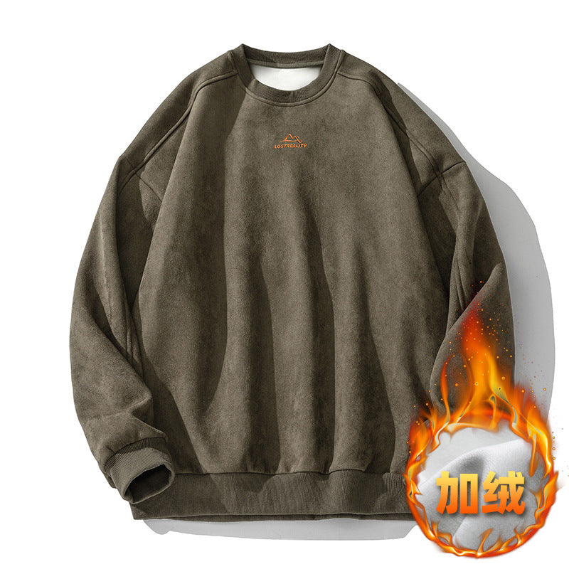 Unisex Oversize Rundhals-Sweatshirt mit minimalistischer Berg-Stickerei Echo Archiv