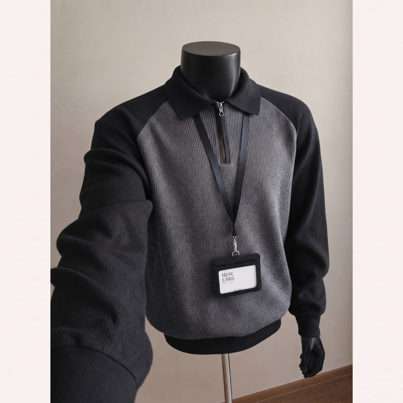 Stilvoller Herrenpullover mit Stehkragen und Reißverschluss Echo Archive