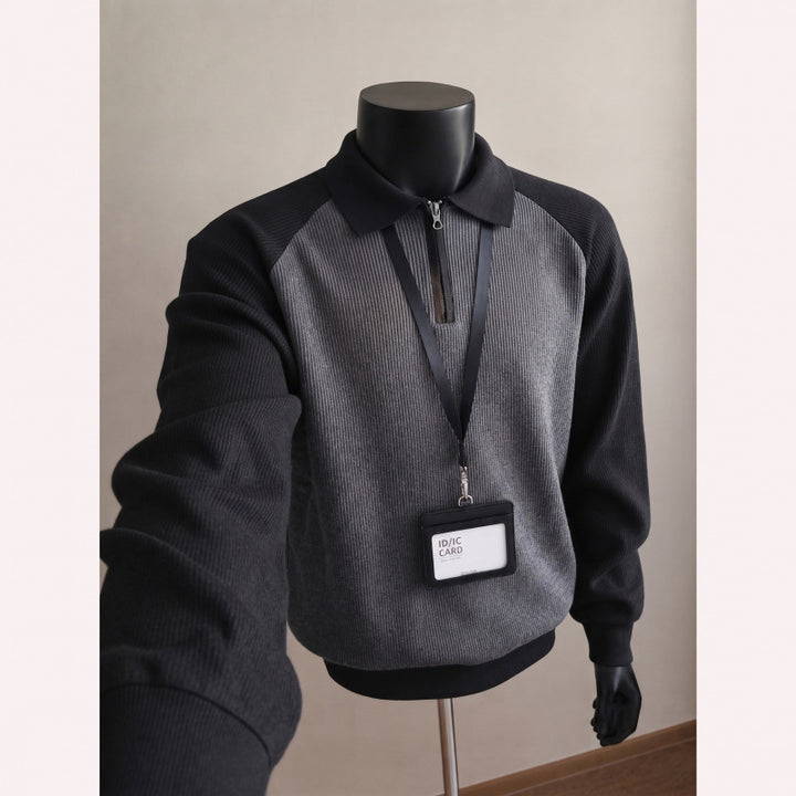 Stilvoller Herrenpullover mit Stehkragen und Reißverschluss Echo Archive
