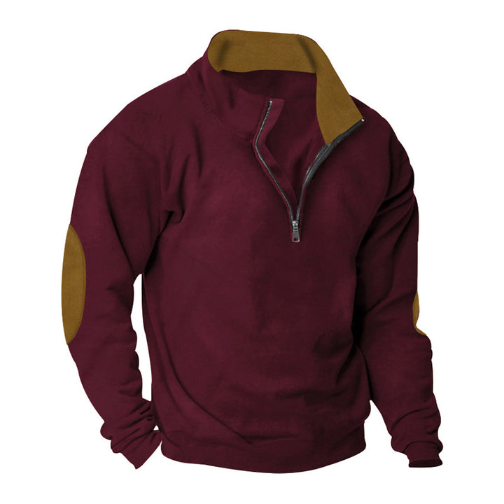 Herren Fleece Sweatshirt mit Stehkragen und schicken Kontrastärmel Echoarchiv