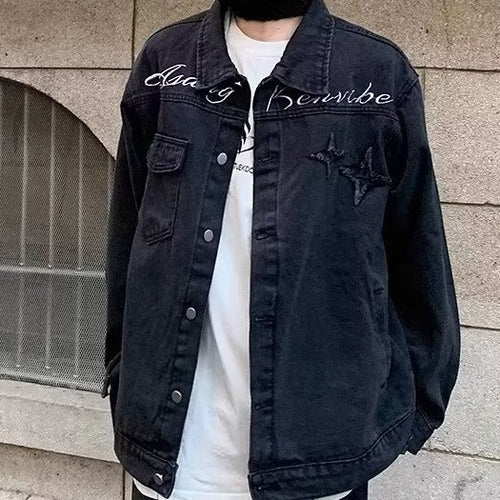 Herren lässige Denim-Überjacke mit kreativen Details Echoarchiv