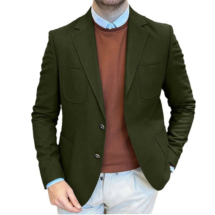 Herren Eleganter Wildlederblazer mit doppelter Knopfleiste und praktischen Taschen Echoarchiv