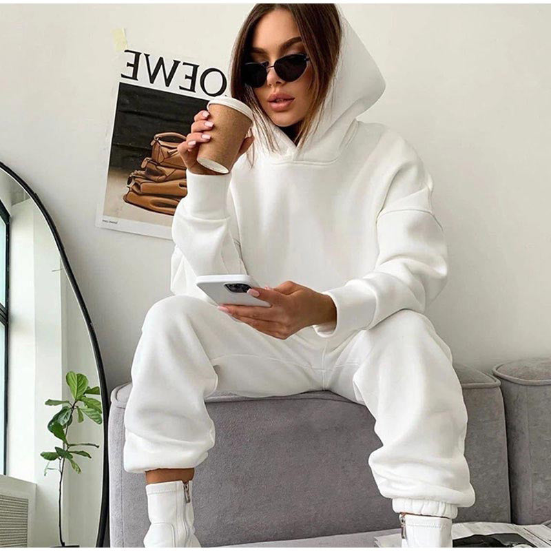 Damen nan kuscheliges Lounge-Set mit Kapuzenpullover und hoher Taillen-Jogginghose Echo Archiv