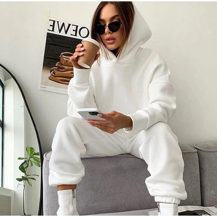 Damen nan kuscheliges Lounge-Set mit Kapuzenpullover und hoher Taillen-Jogginghose Echo Archiv