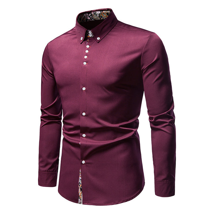Herren elegantes Langarmhemd mit auffälligem Paisley-Muster Echoarchiv