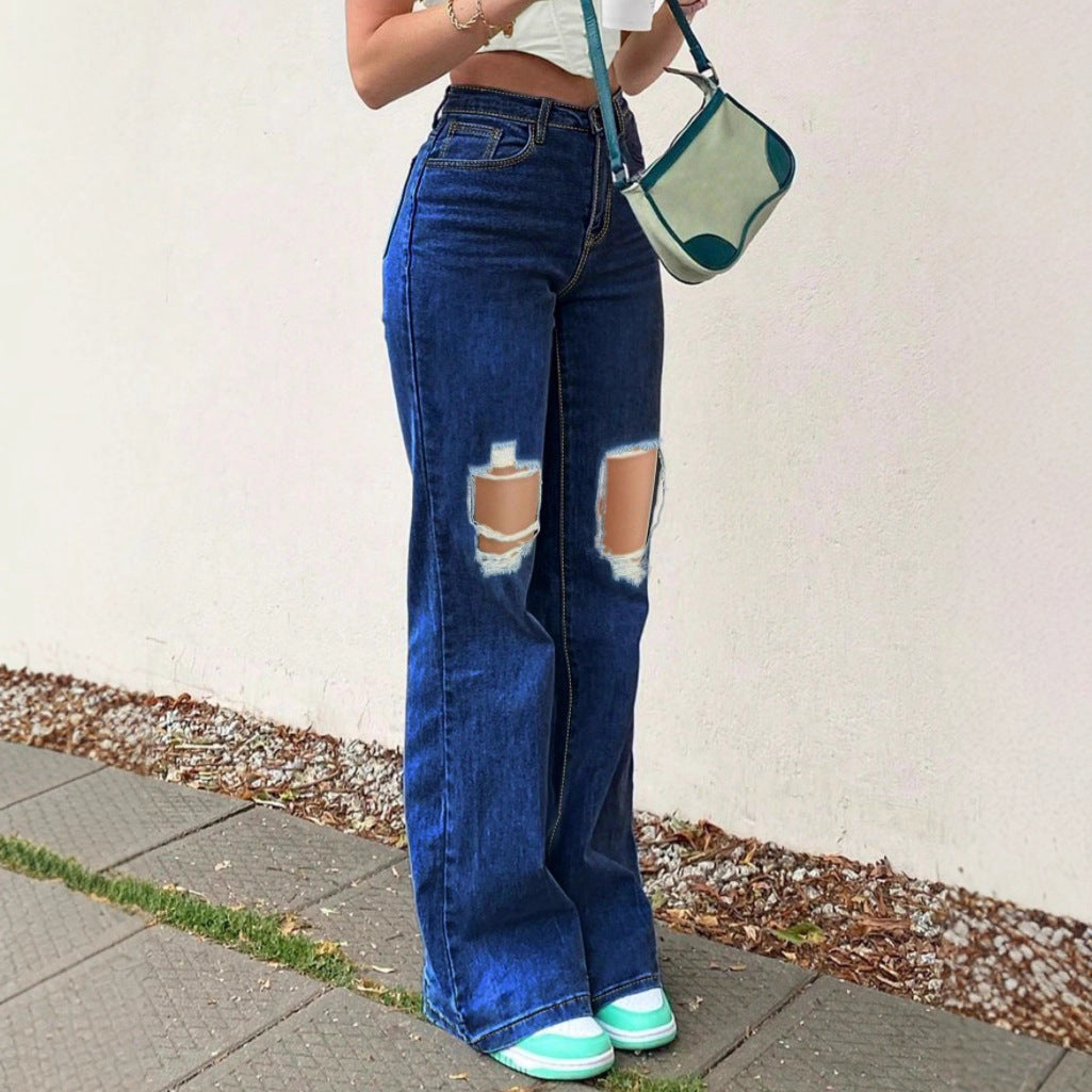Damen High-Waist Flared-Jeans im Retro-Bootcut mit kniehohen Cut-Outs und Five-Pocket-Design Echo Archiv